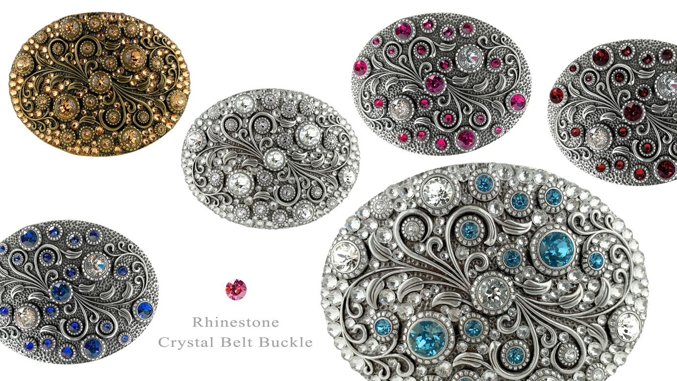 Amazon.com: Rhinestone Crystal Belt Buckle Antique Oval  display picture 1