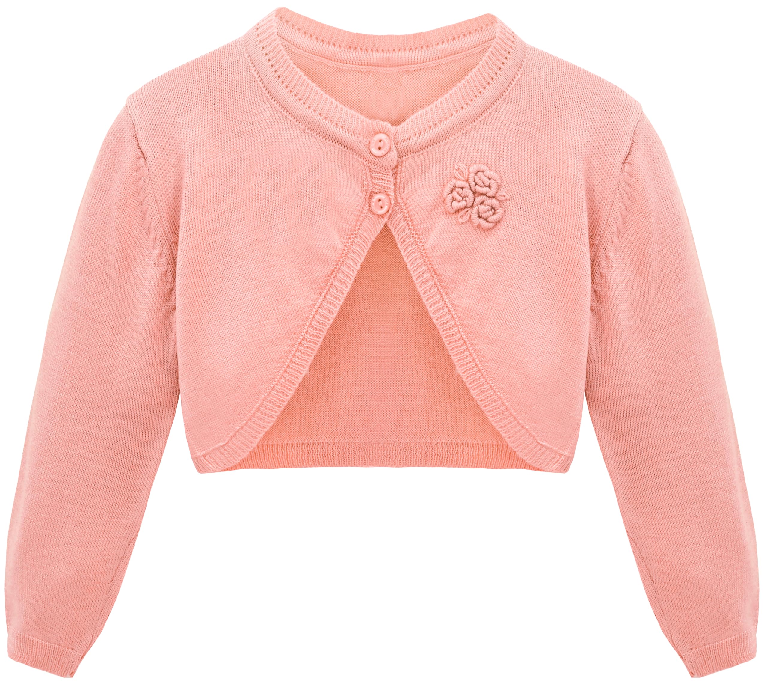Lilax Baby Girls' Long Sleeve Cardigan Shrug, Button Closure Bolero