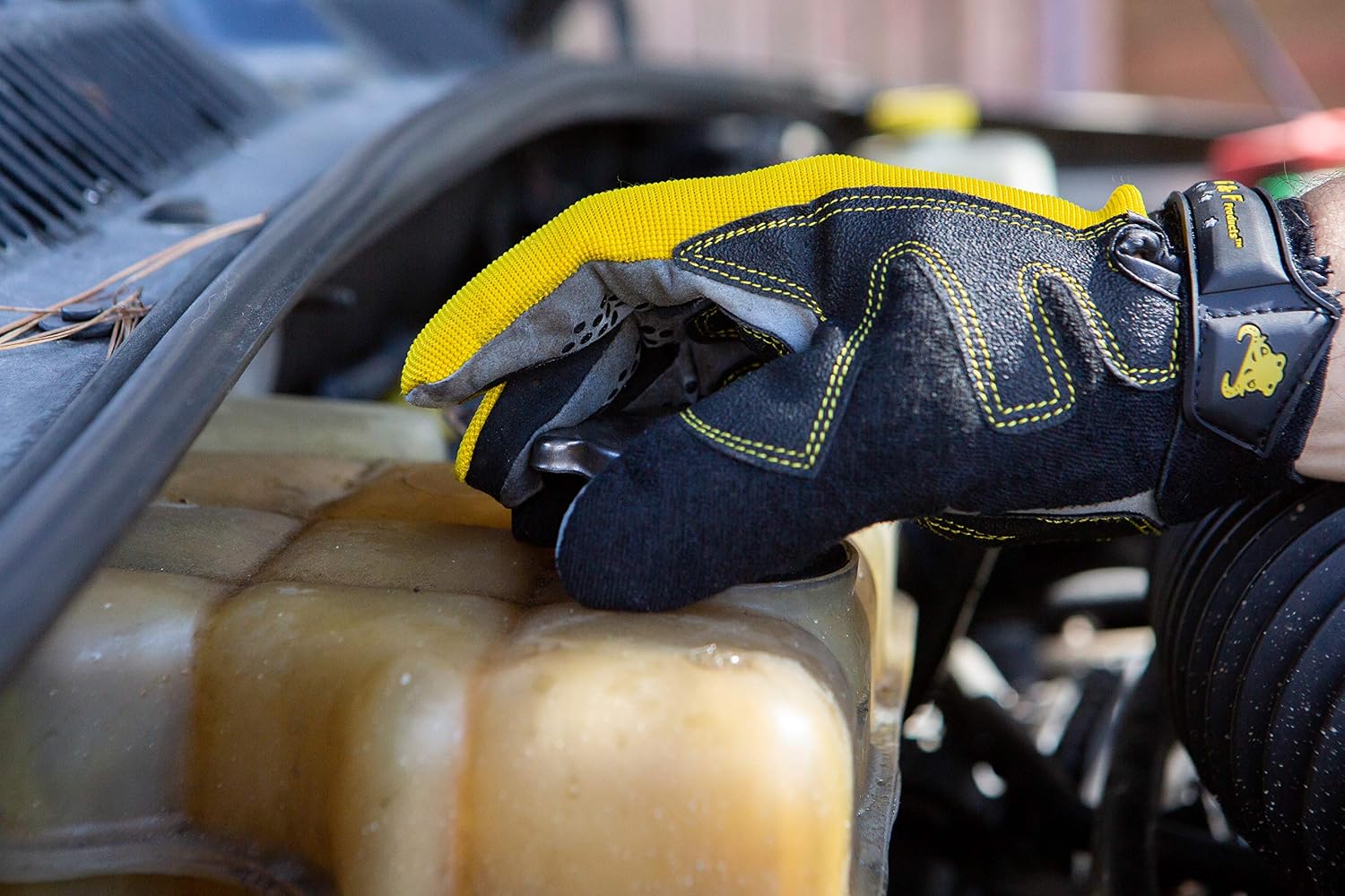 G & F 1089M Hyper Grip Non-Slip High-Performance Mechanics Work Gloves, Driving Gloves, Medium, Yellow