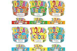 30 Pack 100th Day Colorful Shining Paper Crowns for Kids Party or School