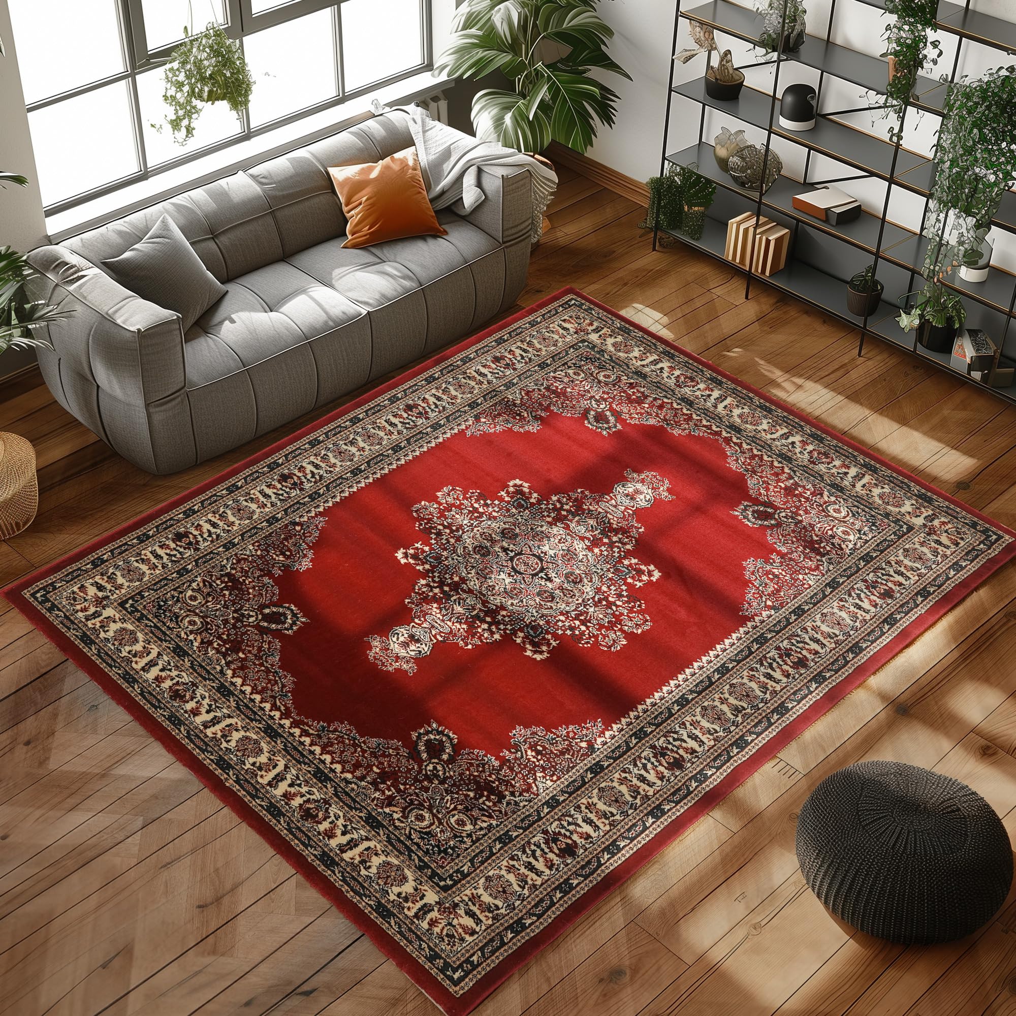 Kurzflor Orientalischer Teppich Wohnzimmer, Esszimmer, Schlafzimmer, Vintage Teppich Läufer Flur Weich & Soft Carpet Orient