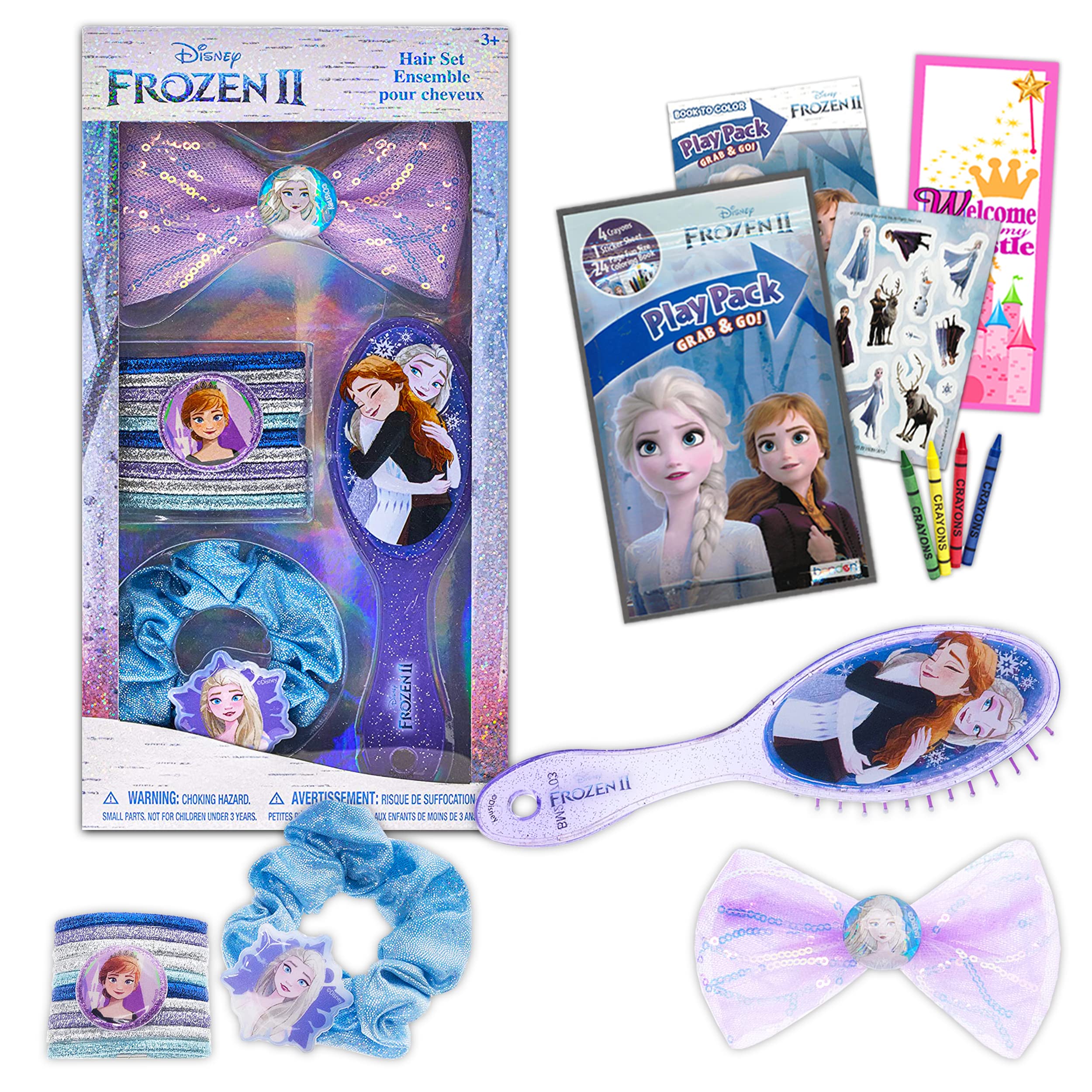 Babyhug Disney Hair Accessories Combo Sets With Bow Applique & Frozen Theme - Purple & Pink main image 0
