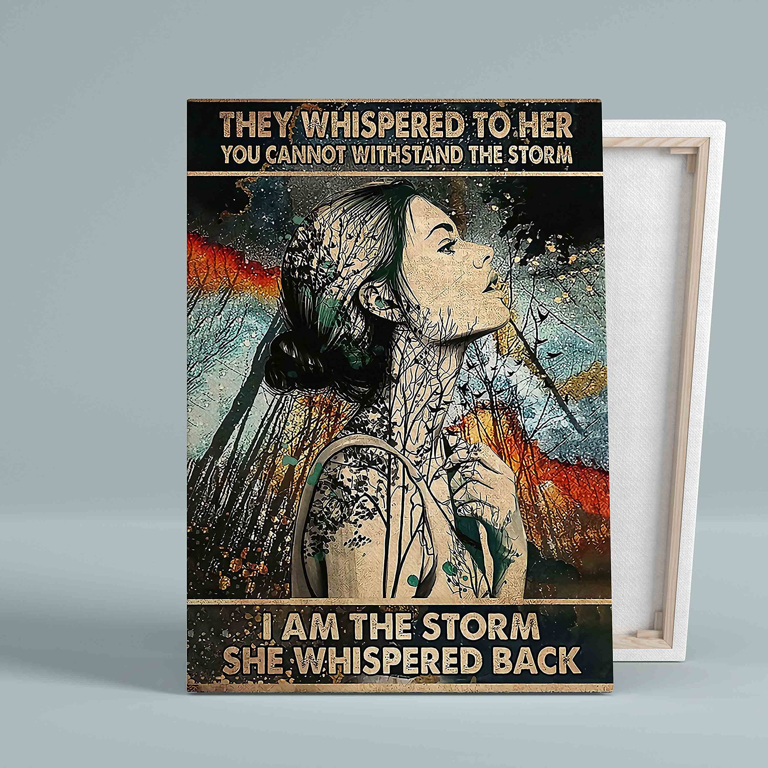 Hatati Tattoo Girl Canvas, They Whispered To Her Wall Art Canvas, Gift Canvas, Christmas Canvas 24x36