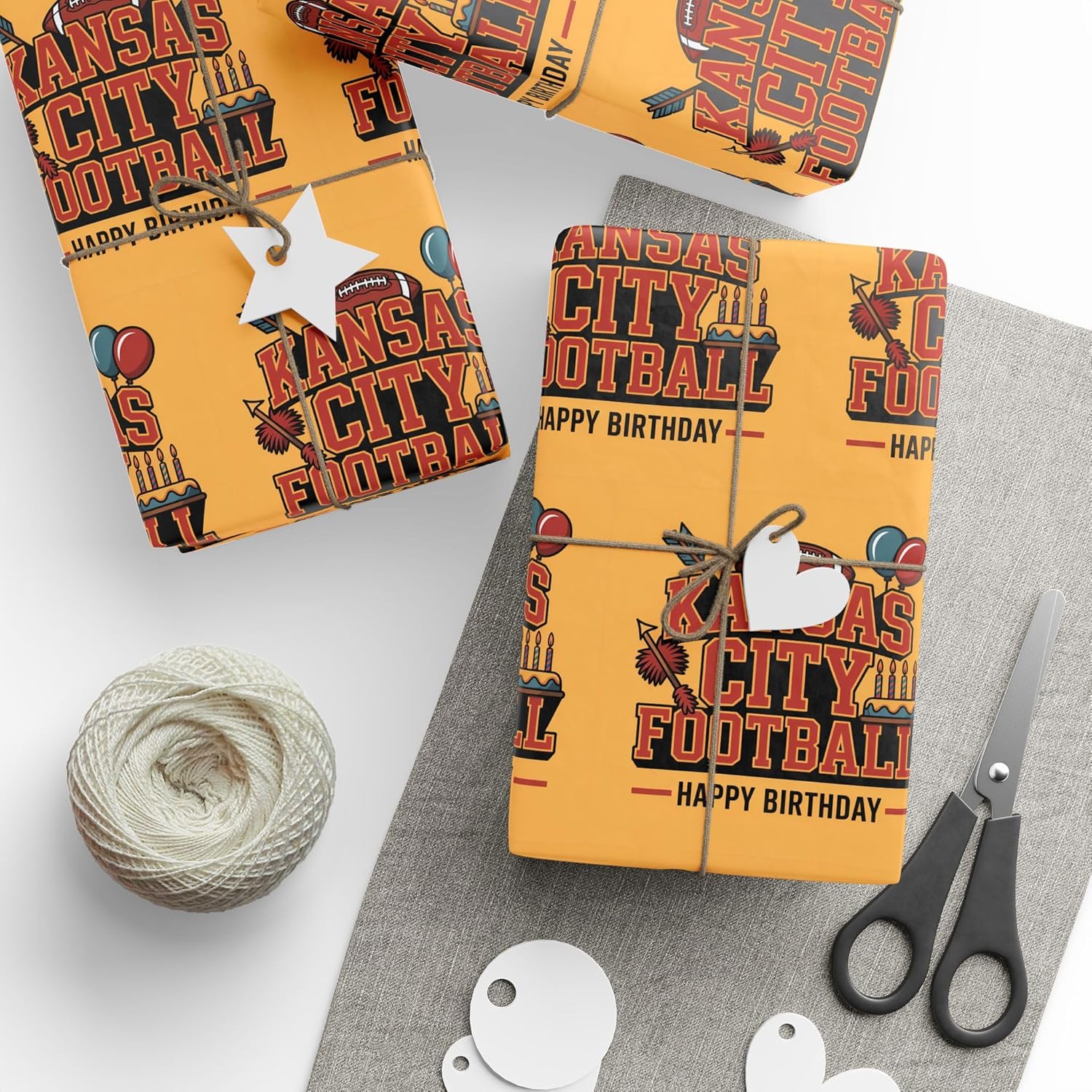 Kansas City Happy Birthday Sports Gift Wrap, Holiday Present Wrap, Christmas Gift Wrap, Gift Packaging