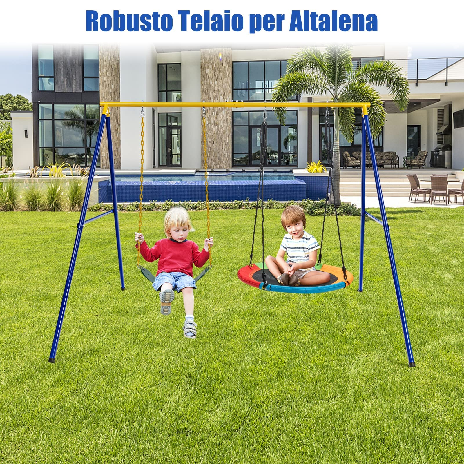 RELAX4LIFE Supporto per Telaio per Altalena a Forma di A, Carico Massimo 300 kg, in Ferro Resistente per Bambini e Adulti, Extra Large, Adatto per la Maggior Parte delle Altalene