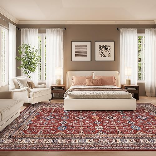 Miniatura 323 de Rugland Alfombras de área de 8 x 10, alfombra lavable resistente a las manchas, alfombras antideslizantes para sala de estar, alfombras tribales