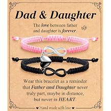 Matching Bracelets for Dad Daughter Mother Son, 2PCS Adjustable Heart Bracelets for Birthday Gift