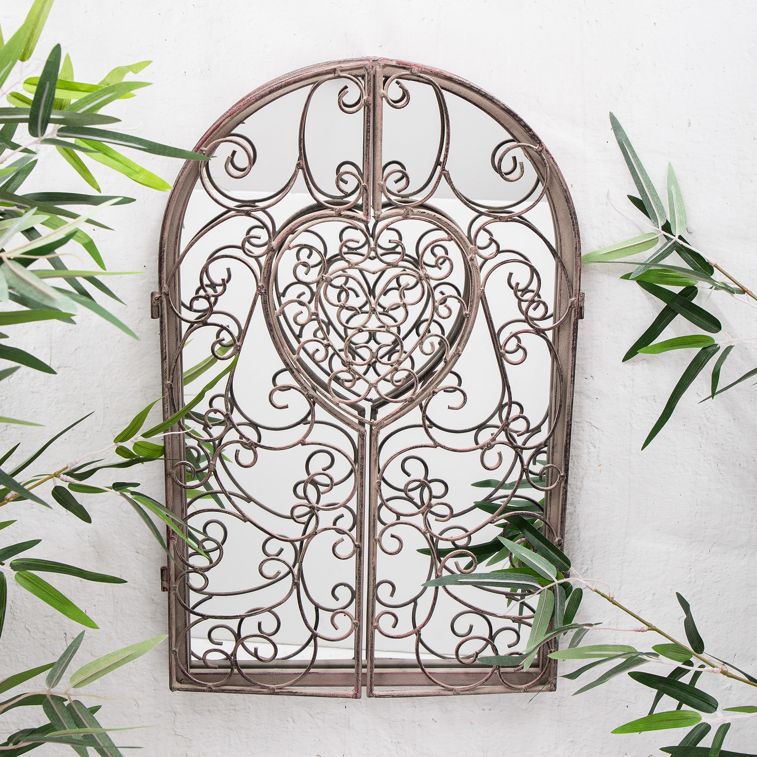 Annibells Rustic Grey Shutter Wall Mirror Distressed Metal Garden French Country Decor
