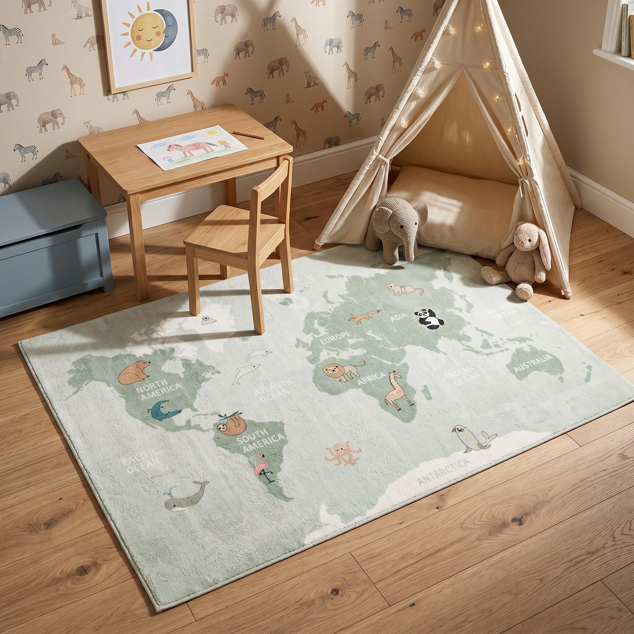 Kinderteppich - Globe Mint - 140x200 cm