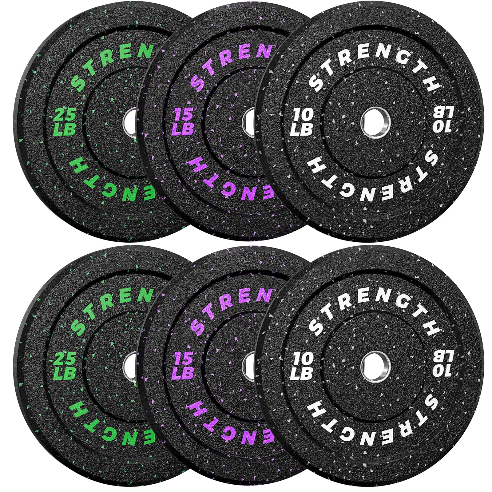 Pro-Grade 2 Inch Bumper Plates Set, High Bounce Colored Rubber Olympic Weight Plates, Floor-Protective Barbell Weight Set for Home Gym, 10-260lb Strength Training Plates for Weight Lifting