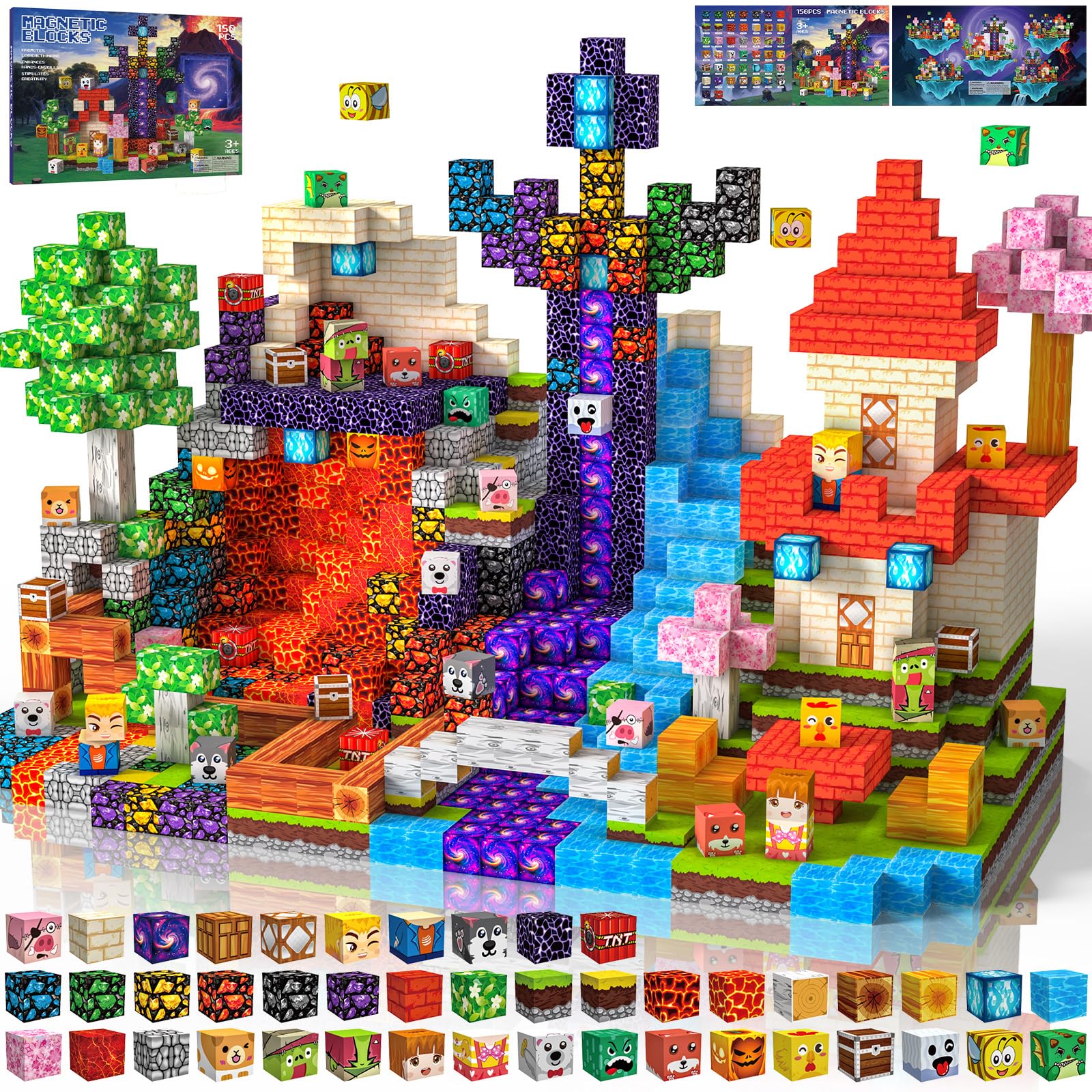 Magnetic Blocks, 150 Pieces, Magnetic Blocks, Magnetic Toys, Children's Educational Toys, For Boys And Girls, Learning Education, Construction Toys, Birthday Gift, Christmas Gift, Gift : Toys & Games