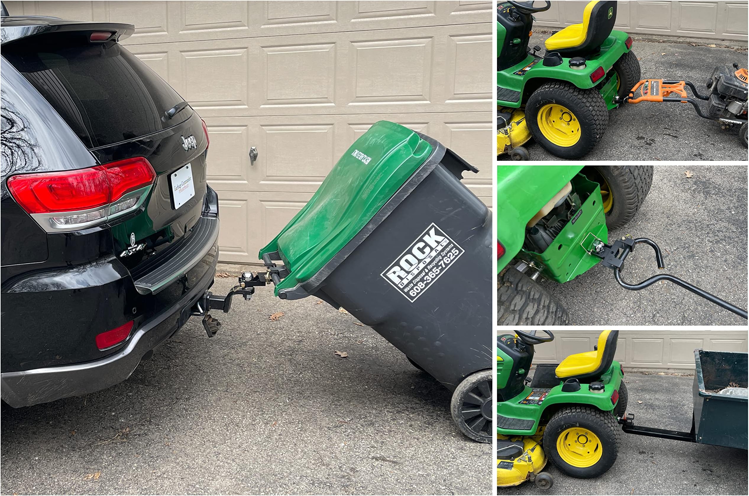 American-Made Premium Combo Hitch, Haul Pin Hitch, Handled Lawn, and Garden Equipment, or Wheeled Garbage Cans - by Garbage Commander