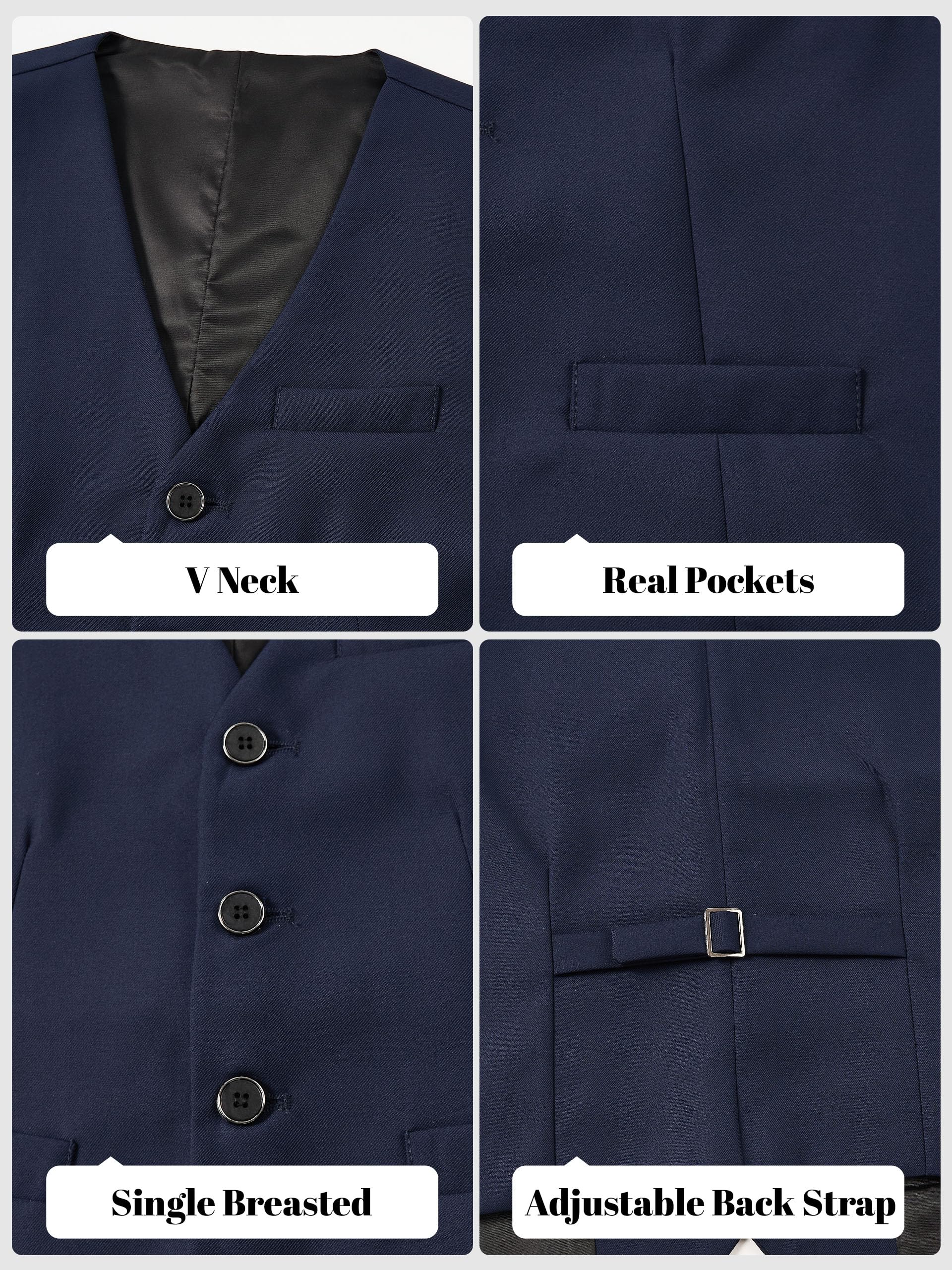 LOLANTA Chaleco de Traje para Niño, Completamente Forrado, Chaleco Formal para Bodas, Bautizos y Comuniones– Talla 7 a 14 Años