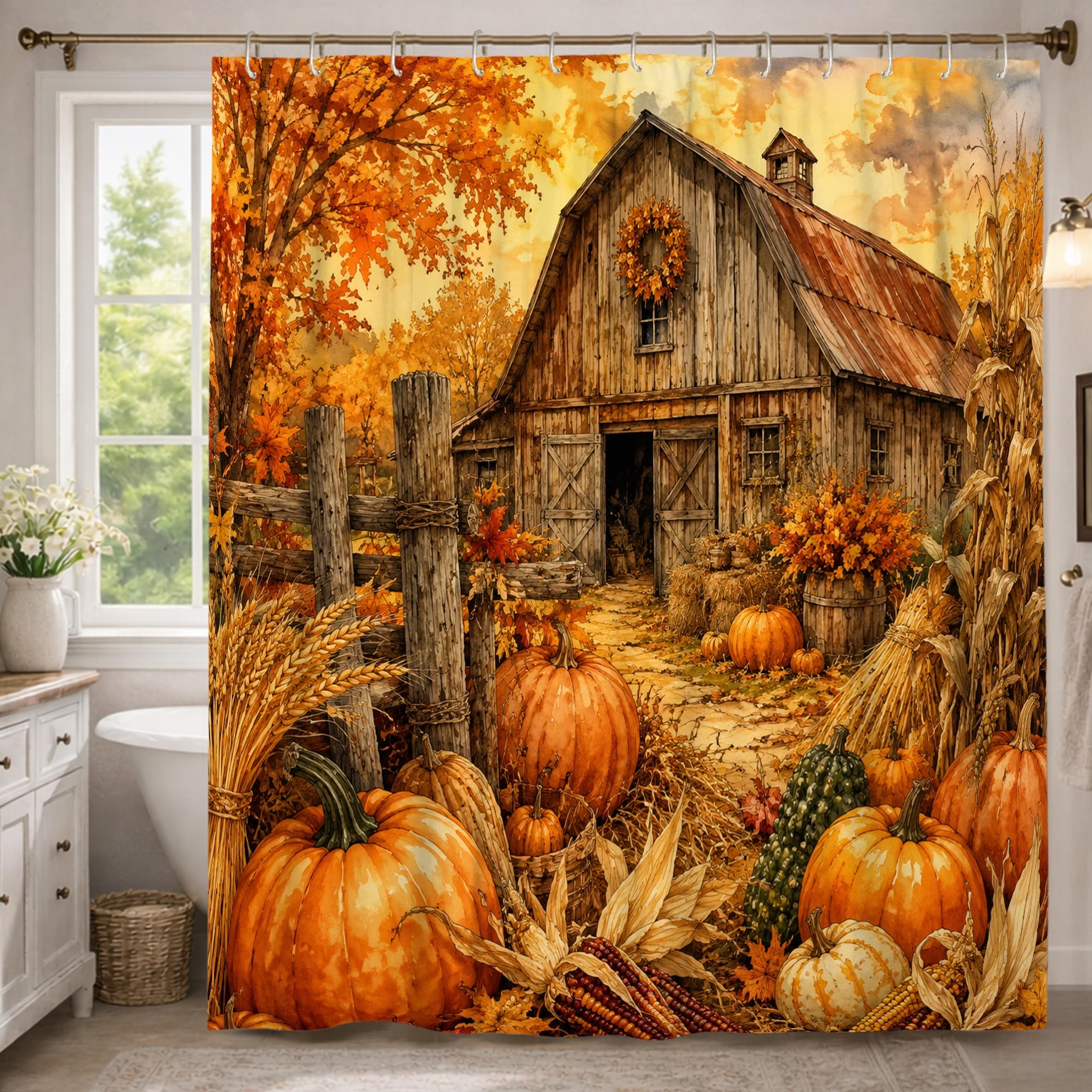 Rideau de douche extra long anti-éclaboussures 183 x 243 cm en toile avec anneaux inclus