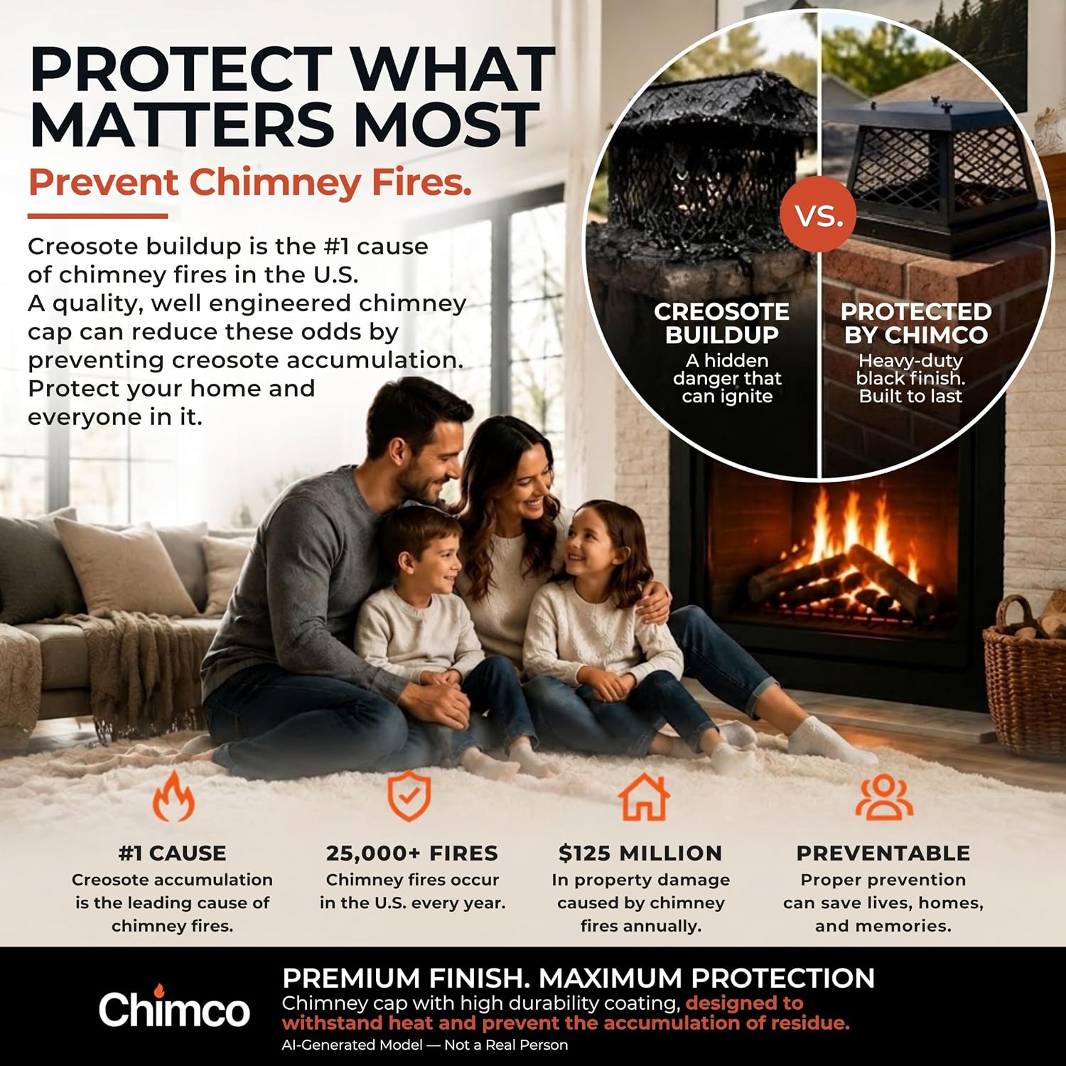 12"x12" Black Single Flue Bolt-On Chimney Cap with Easy & Fast Assembly Design – Durable Rust-Free Stainless Steel Chimney Cover for Outdoor Protection