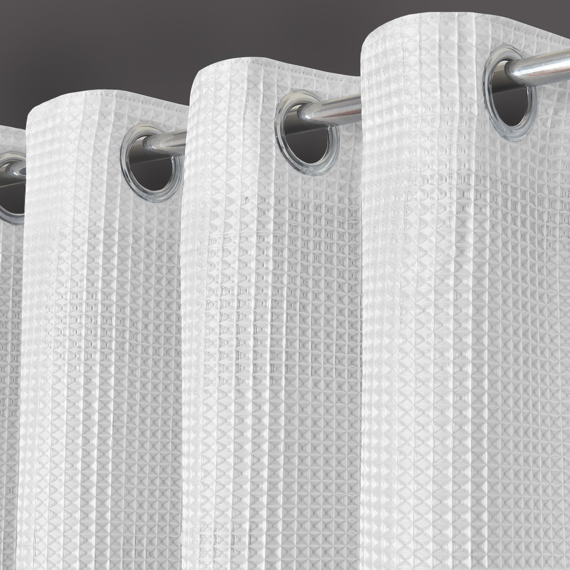 Velosso Waffle Thermal Total Blackout Curtains Ringtop Insulated Curtain Pair Waffle Jacquard Weave Texture (White, W66 X L54)