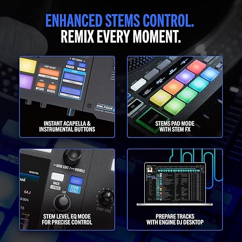 Miniatura 4 de RANE SYSTEM ONE Controlador de DJ motorizado todo en uno con sistema operativo DJ motor, mezcla perfecta en 2 cubiertas, Stems FX, Serato DJ,