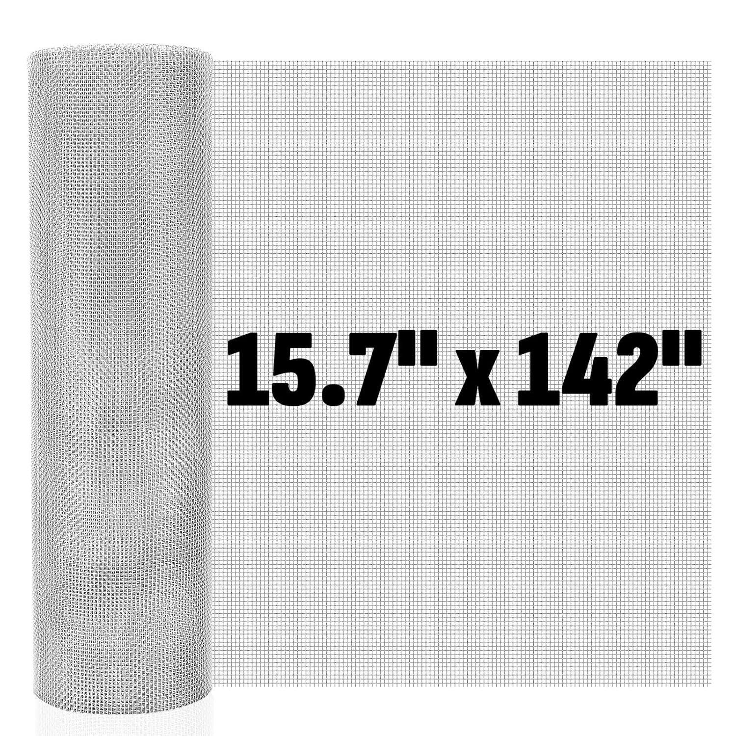 NUITPY 20 Mesh 304 Stainless Steel Mesh Screen 15.7" x 142" Rustproof Woven Wire for Air Vents, Windows, Filters, DIY Garden Covers