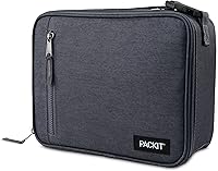 Vista 28 de PackIt Lonchera congelable clásica, cielo azul, construida con tecnología EcoFreeze, plegable, reutilizable, cierre con cremallera con bolsillo