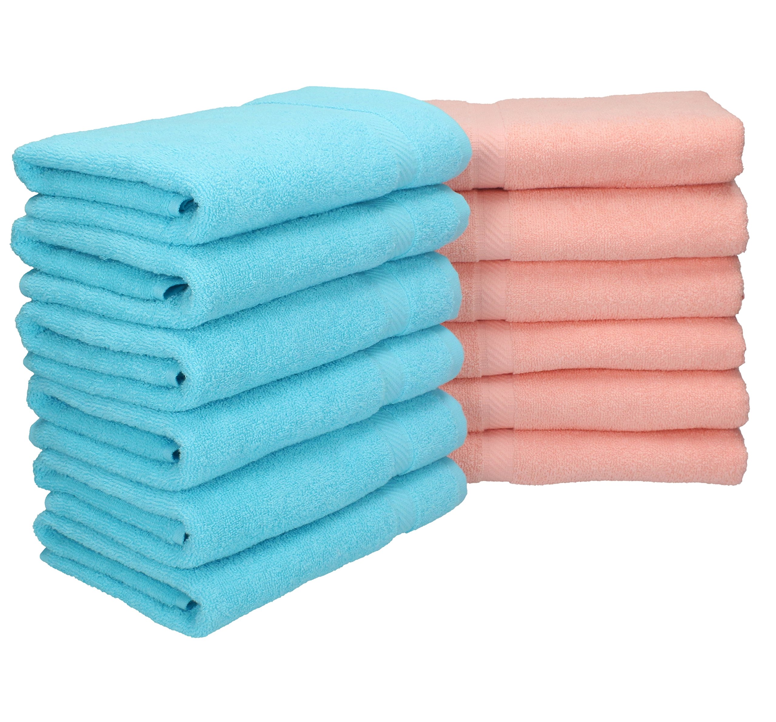 Betz Set di 12 asciugamani 50 x 100 cm Palermo, 100% cotone, colore albicocca e turchese