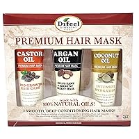 Vista 1 de Difeel Juego de 3 mascarillas capilares prémium para crecimiento y acondicionamiento – Máscara capilar de aceite de ricino de 8 onzas, mascarilla