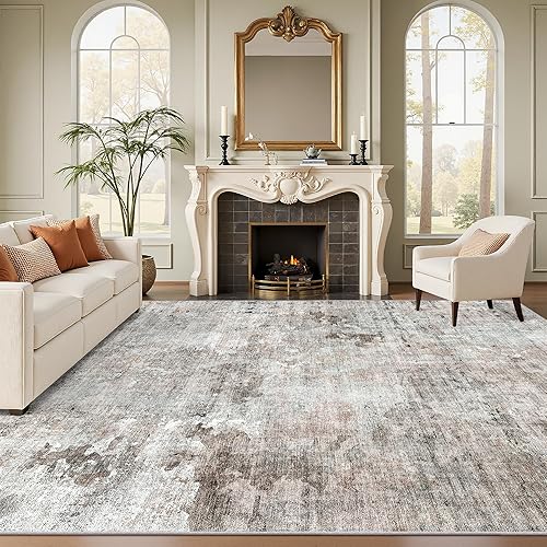 Miniatura 200 de Alfombras de Área de 9x12 para Sala de Estar, Alfombras Vintage Antideslizantes Lavables a Máquina, Alfombra Grande Ligera de Pelo Bajo para