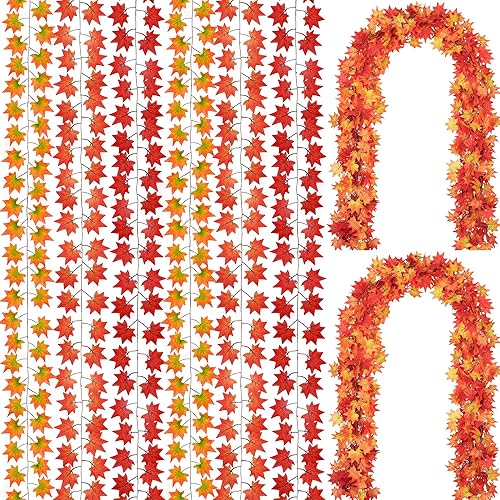 CQURE Paquete de 12 guirnaldas de hojas de otoño, guirnalda de vides colgantes, guirnalda artificial de hojas de arce de otoño, decoración de Acción disponible en Yaxa Peru