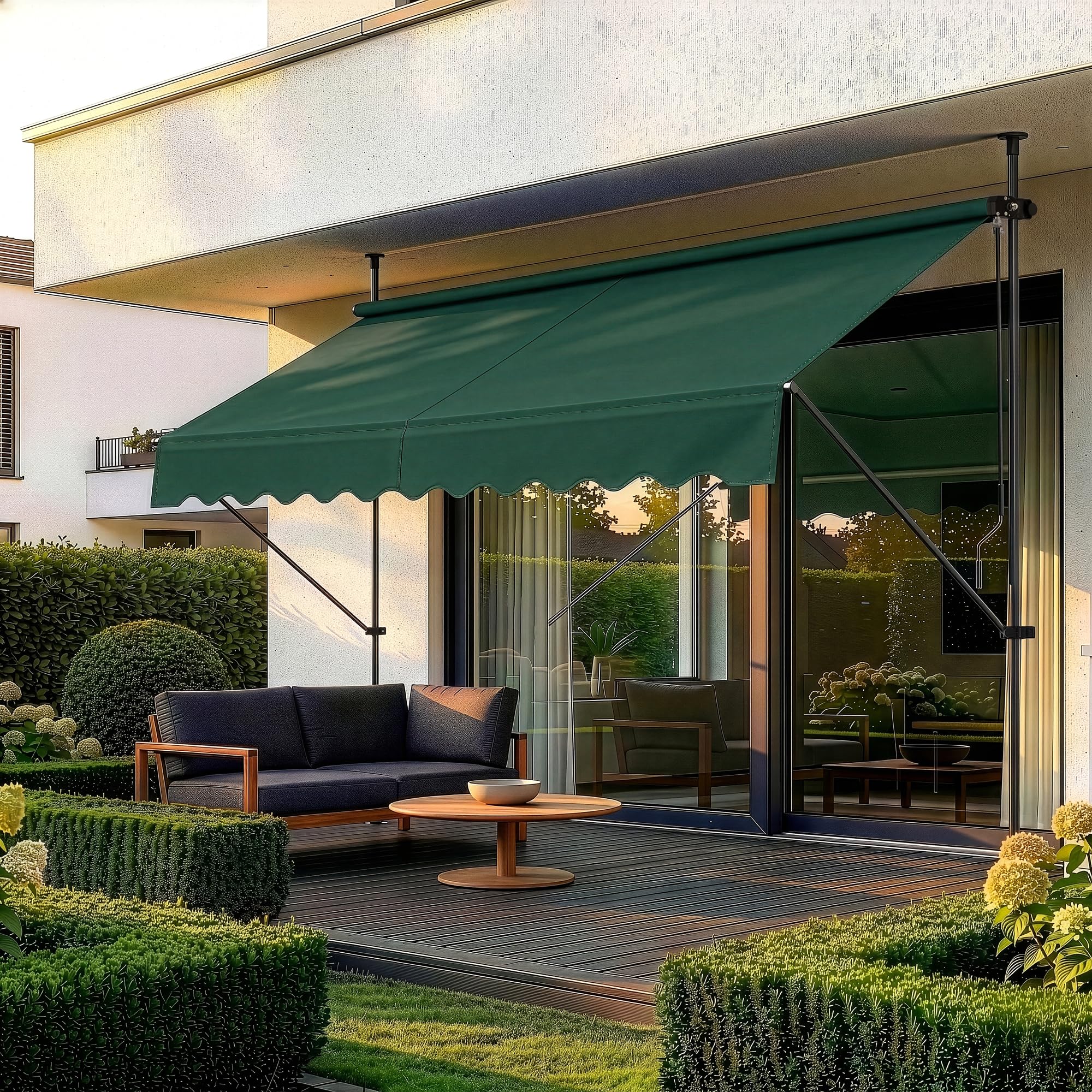 pro.tec Klemmmarkise Stem ohne Bohren 250x120x220-309 cm Dunkelgrün