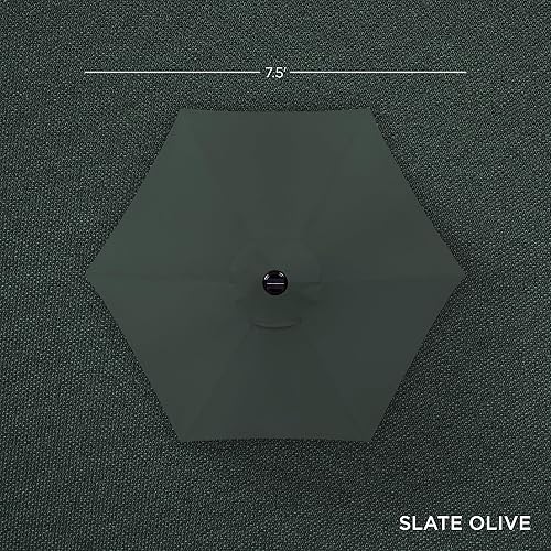 Vista 317 de Best Choice Products - Sombrilla solar de 7.5 pies para exteriores, patio, mesa, mercado, terraza, piscina con inclinación, manivela, luces LED