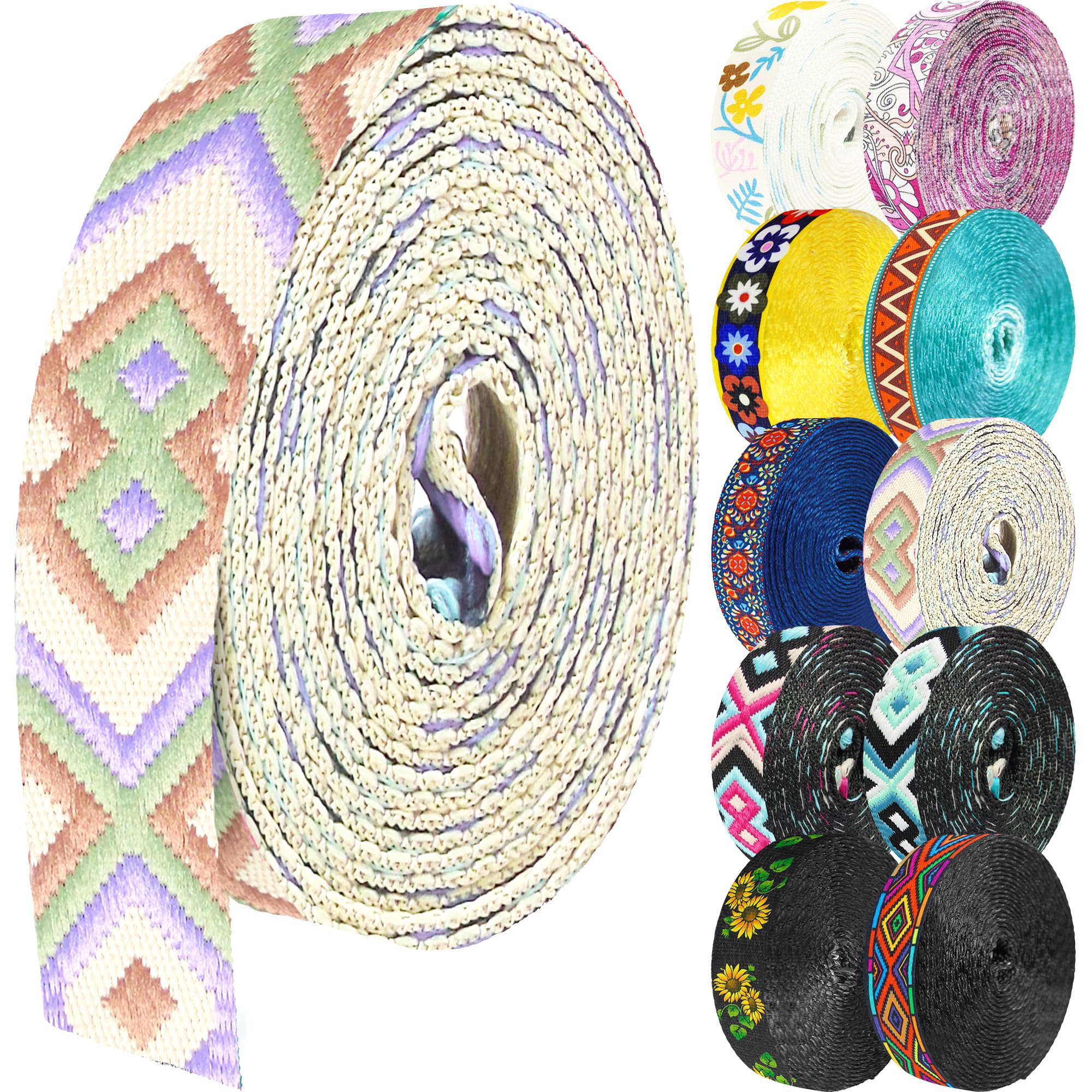 Grosun 1.5 inch Patterned Nylon Webbing Belt Webbing Straps Purse Straps Backpack Straps Nylon Belt