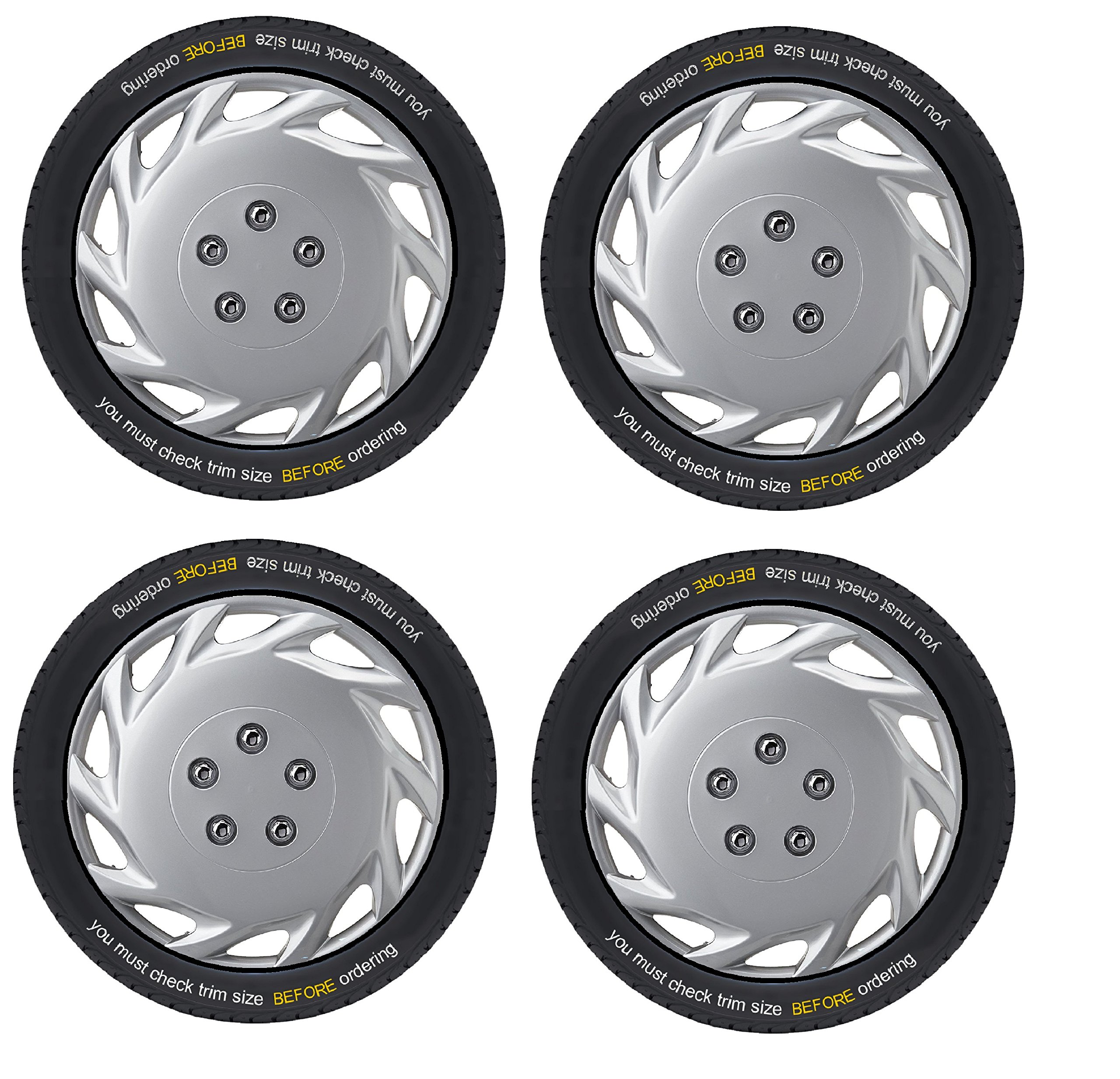 XtremeAuto® Black Silver Blue Red Wheel Trim Set x 4 (15" MADRID SILVER WHEEL TRIM SET (WLW2-C11)) — view 4