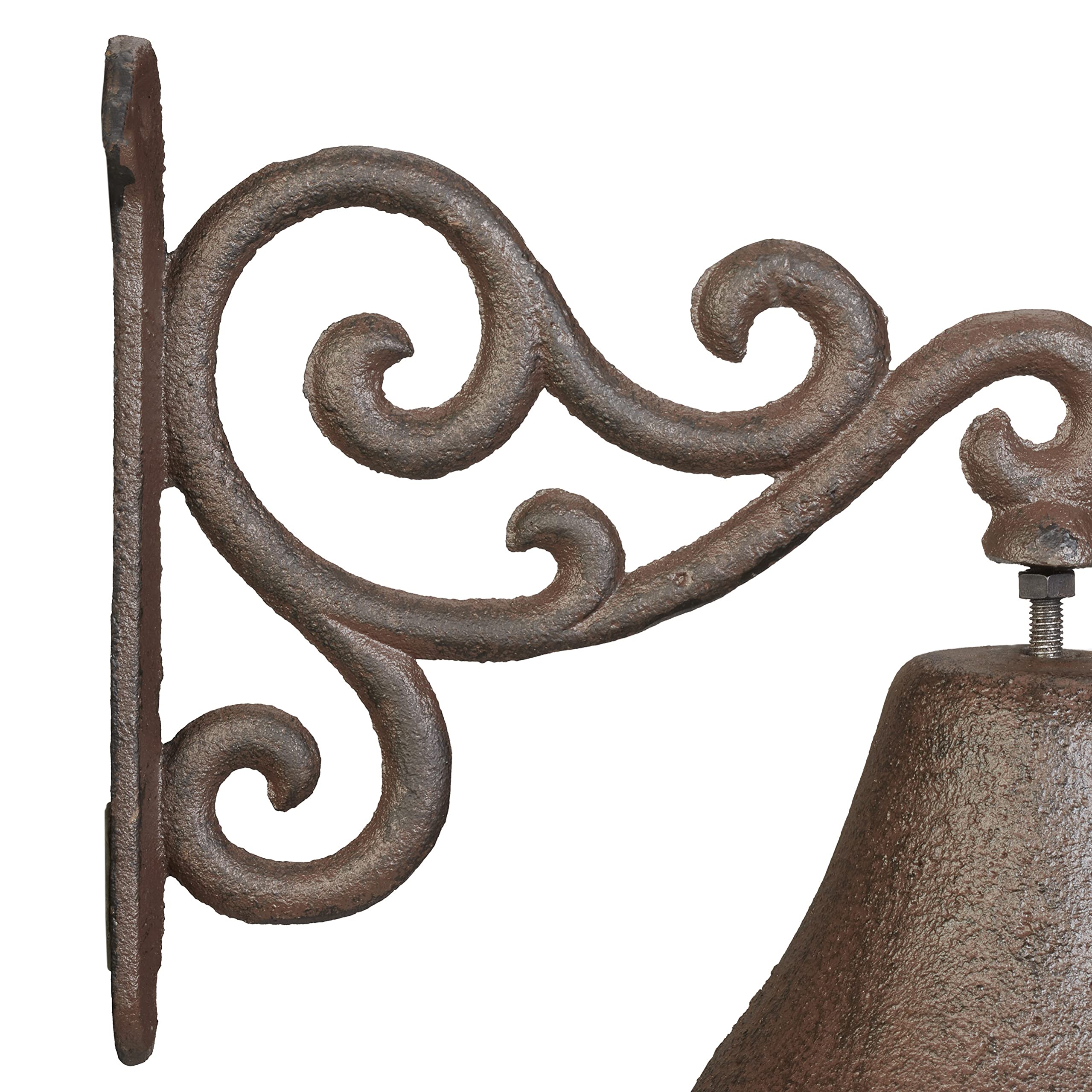 Relaxdays Campanella da Muro in Ghisa, Design Antico, Campana Decorativa con Corda per Esterni, 15,5x10x17,5 cm, Marrone