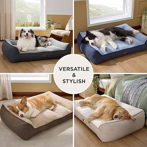 Miniatura 9 de Bedsure Camas ortopédicas para perros de tamaño grande, cama extra gruesa de apoyo para perros grandes con funda impermeable lavable, sofá cama para