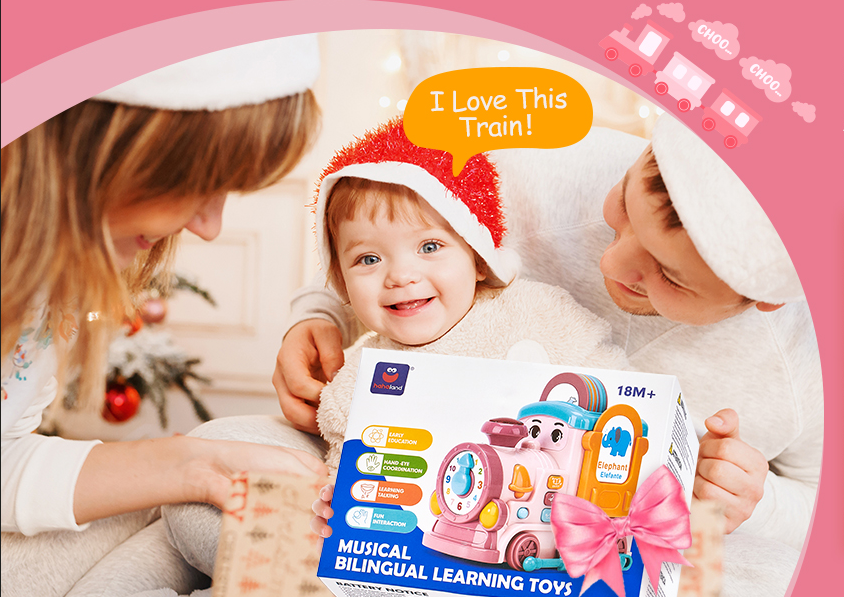 Hahaland Ontessori Toy For 18 Onths Girls – All-in-One Pink Train