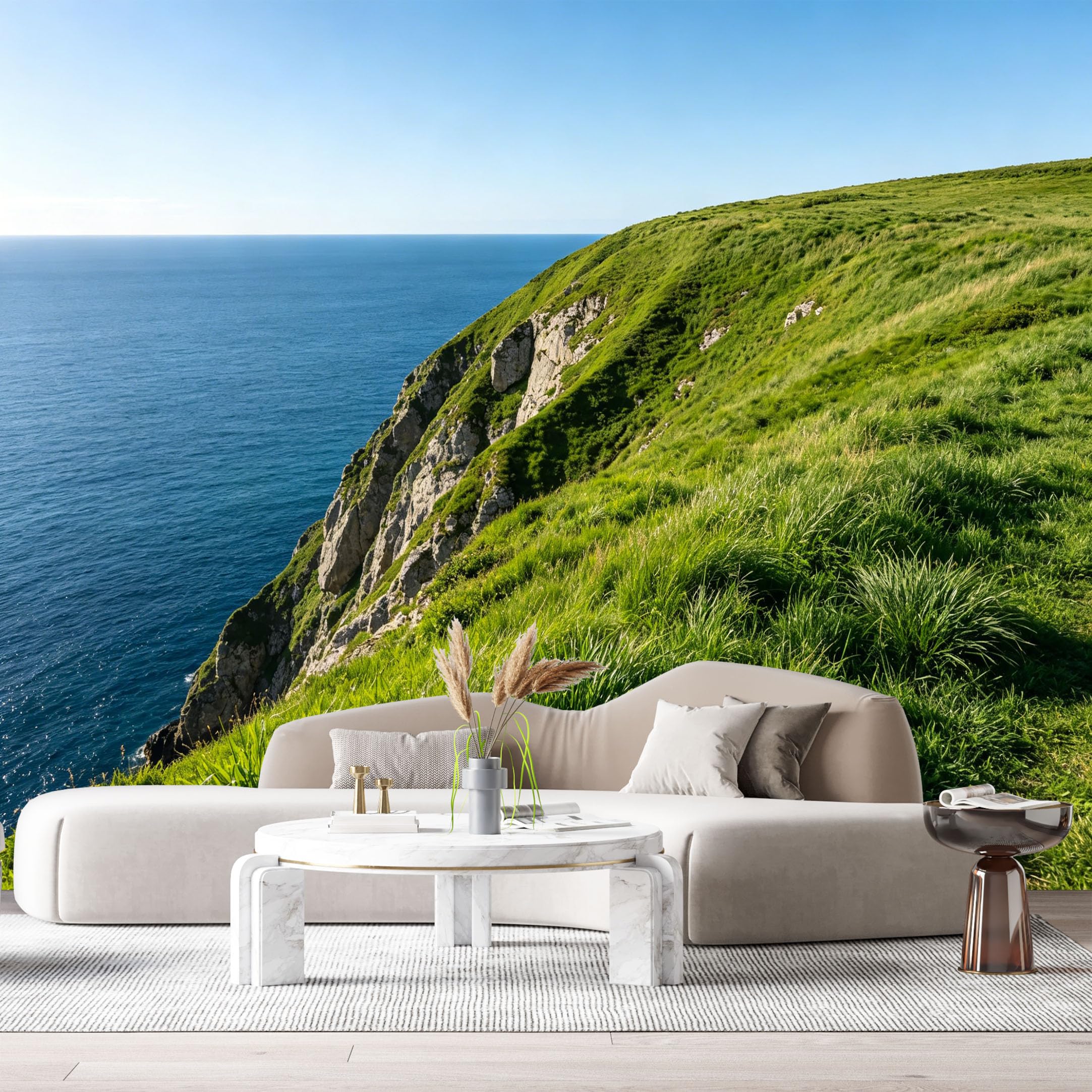 Custom Size Wall Murals Coastal Landscape Ocean Marine Cliff View SelfAdhesive Wall Fabric Removable Large Wallpaper for Photo Living Room Interior Decor Home Art