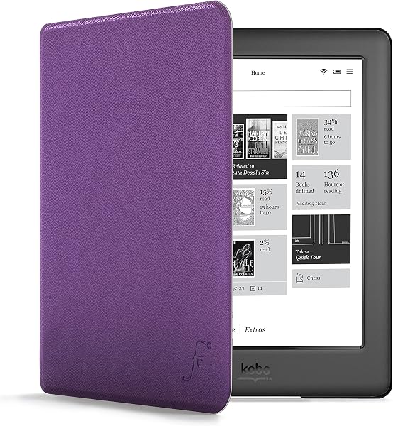 Forefront Cases Custodia per Kobo Glo HD (2015, Modello: N437, N587) - Custodia Protettiva Magnetica - Smart Auto Sveglia Sonno Funzione - Sottile, Leggero Cover - Viola - 1