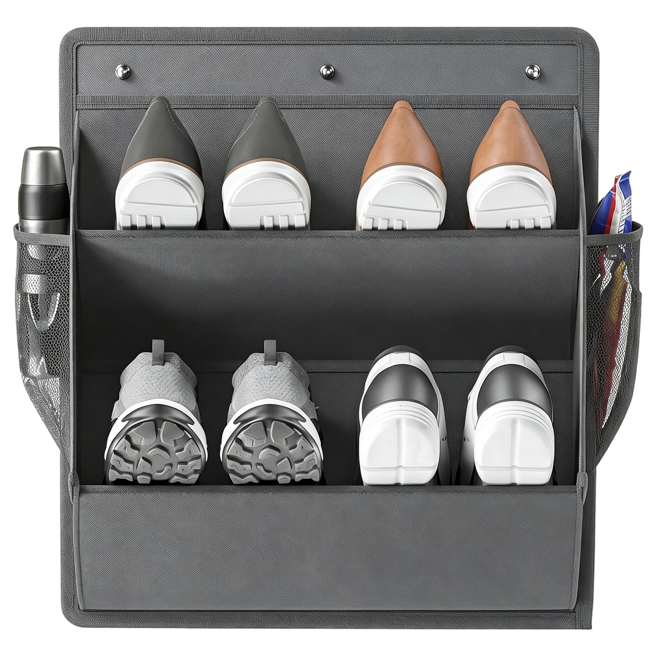 Ameble Gray Wall Mounted Hanging Shoe Rack with Sticky Adhesive, Portable Shoe Storage Organizer for RV Boots Footwear