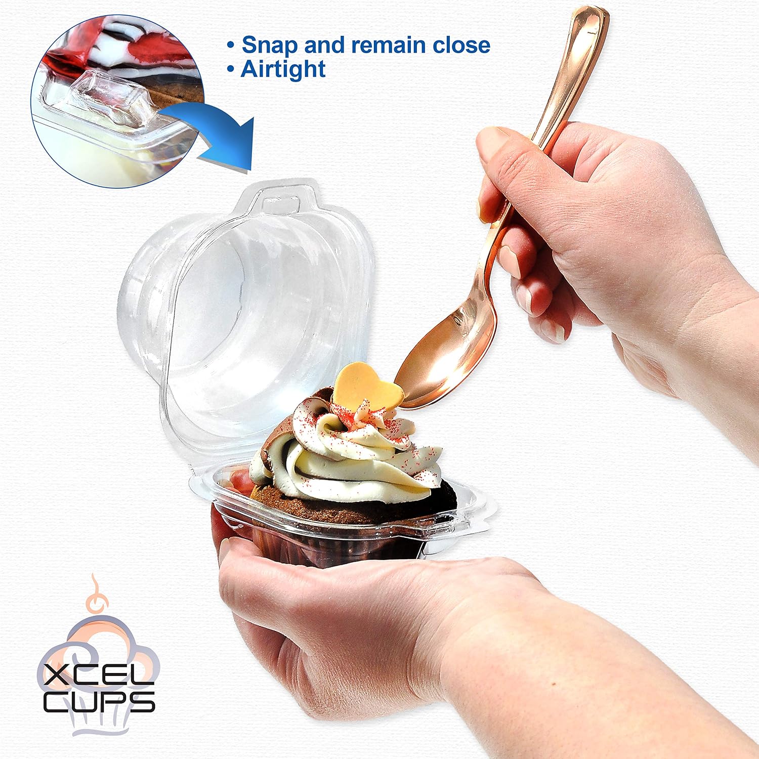 50 Pack Individual Cupcake Containers For Parties - Plastic Disposable Single Cupcake Boxes With Enough Room For Icing - Clear Cupcake Holders - Sturdy Stackable Single Cupcake Carrier - BPA Free.