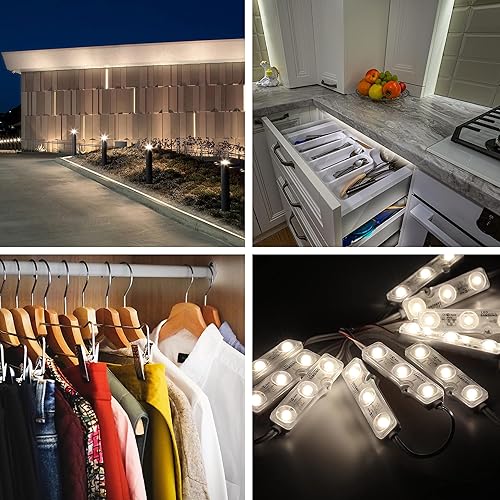 Miniatura 4 de M&T Displays 2 x 50 unids 2835 3 LED módulo 12 V CC 4000 K blanco 100LM 160 grados lente cinta adhesiva IP67 resistente al agua al aire libre cartel