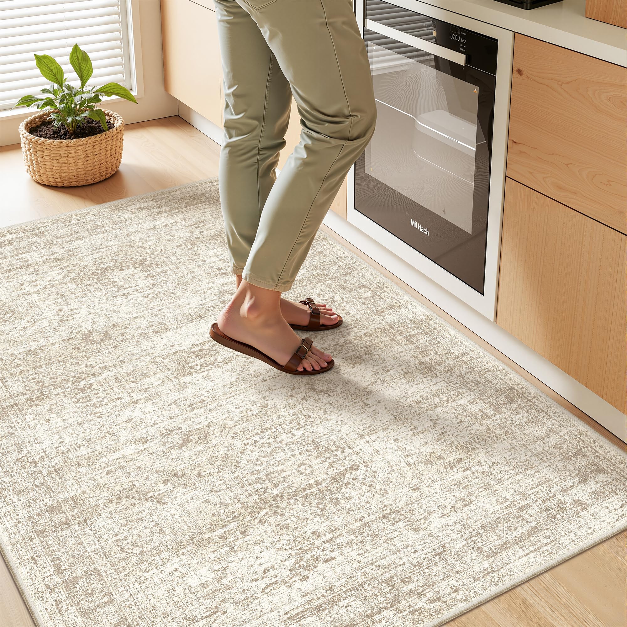 Restydon 3x4 Rugs for Entryway,Washable Area Rug,Beige — image 1
