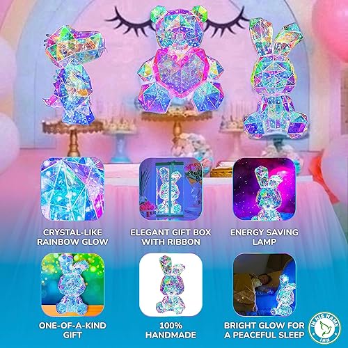Miniatura 8 de in His name Luz nocturna LED  Luz nocturna de conejo  Luz de noche LED holográfica para niños  Lámpara de noche de arco iris galaxia  Bonita lámpara