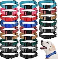 Amylove 27 Pack Adjustable Nylon Dog Collars for Small Medium Dogs - 9 Colors Bulk Puppy Collars with Quick Release Buckle