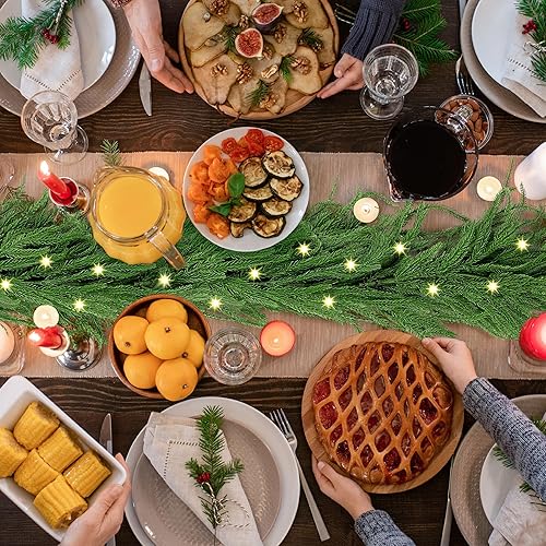 Miniatura 4 de Fovths Juego de 1 guirnalda de Navidad de Norfolk de 6 pies de largo, guirnalda de pino artificial de invierno, guirnalda de luz de imitación de