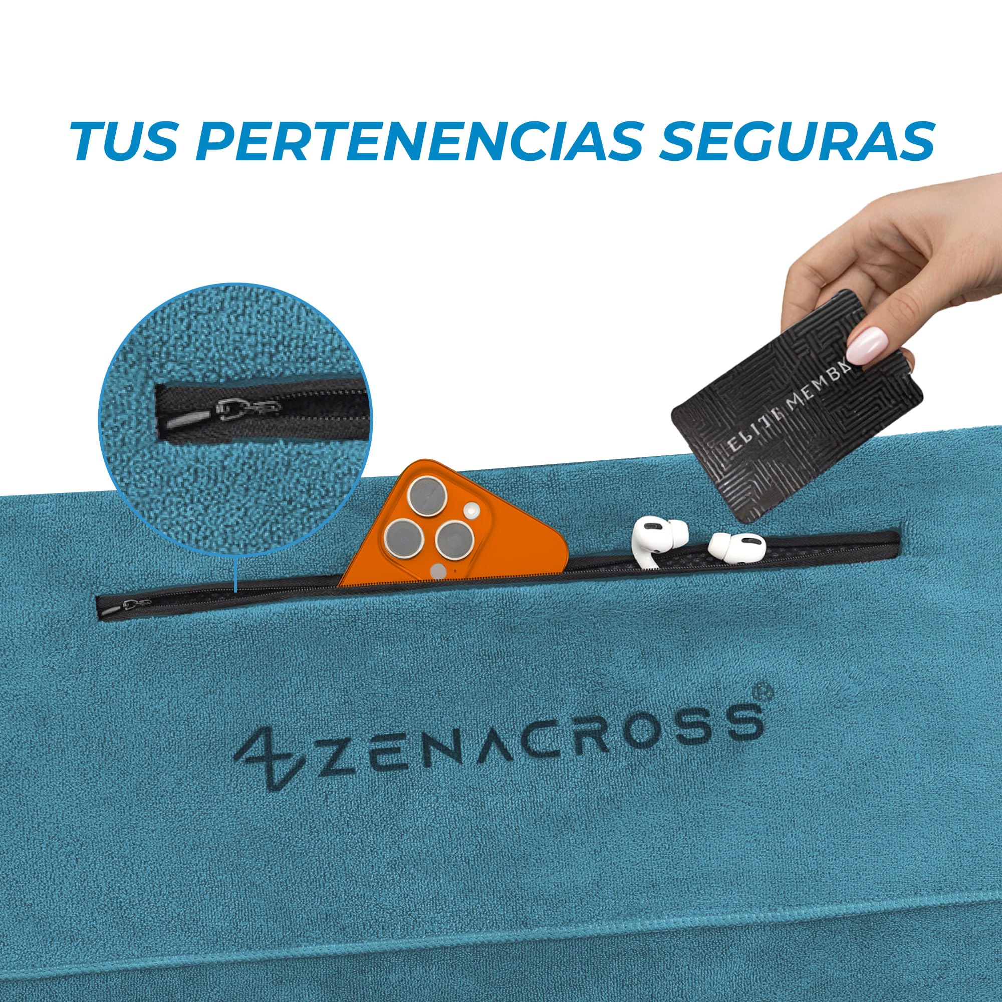 Toalla Microfibra Gimnasio - Secado Rápido, Bolsillo con Cremallera - Toalla Gimnasio Compacta y Suave para Hombre y Mujer