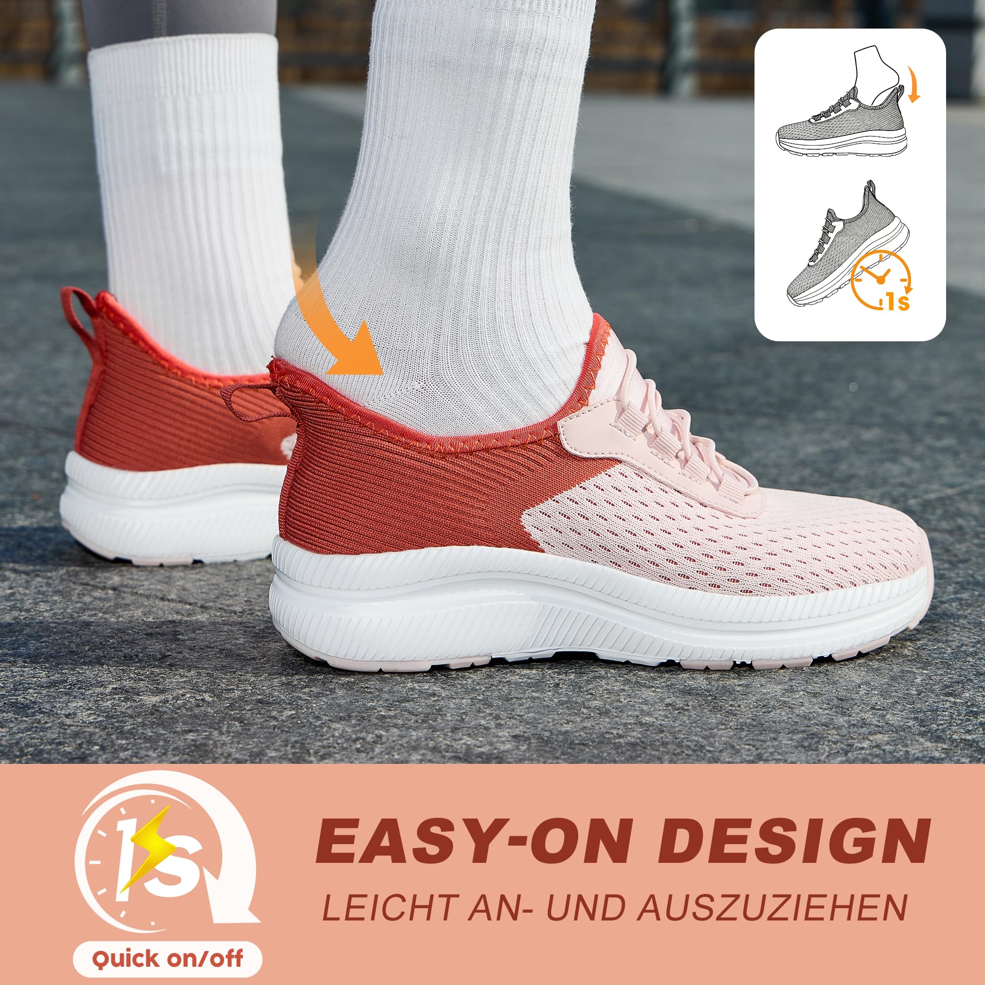 ZOVE Slip on Sneakers Damen rutschfeste Turnschuhe Atmungsaktives Leicht Sneaker & Sportschuhe für Damen Dämpfung Bequem Geeignet für Walking Fitness Jogging Freilandsport FR Size