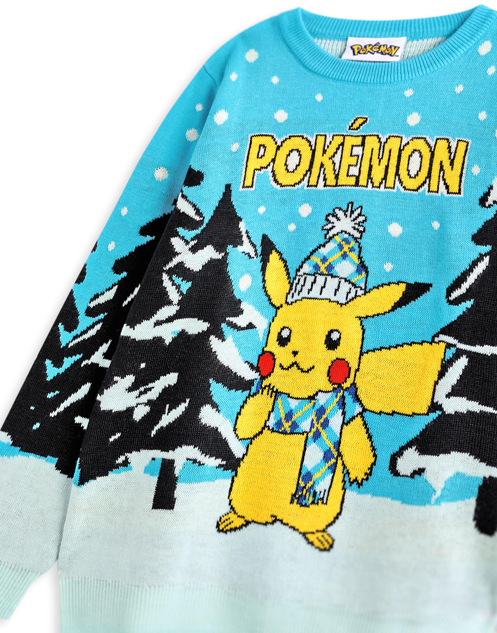 Pokémon Weihnachtspullover für Kinder | Stiloptionen Festlicher Feiertags-Pikachu-Langarm-Strickpullover für Kinder | Warmer Strickpullover | Saisonales Pokemon-Merchandise