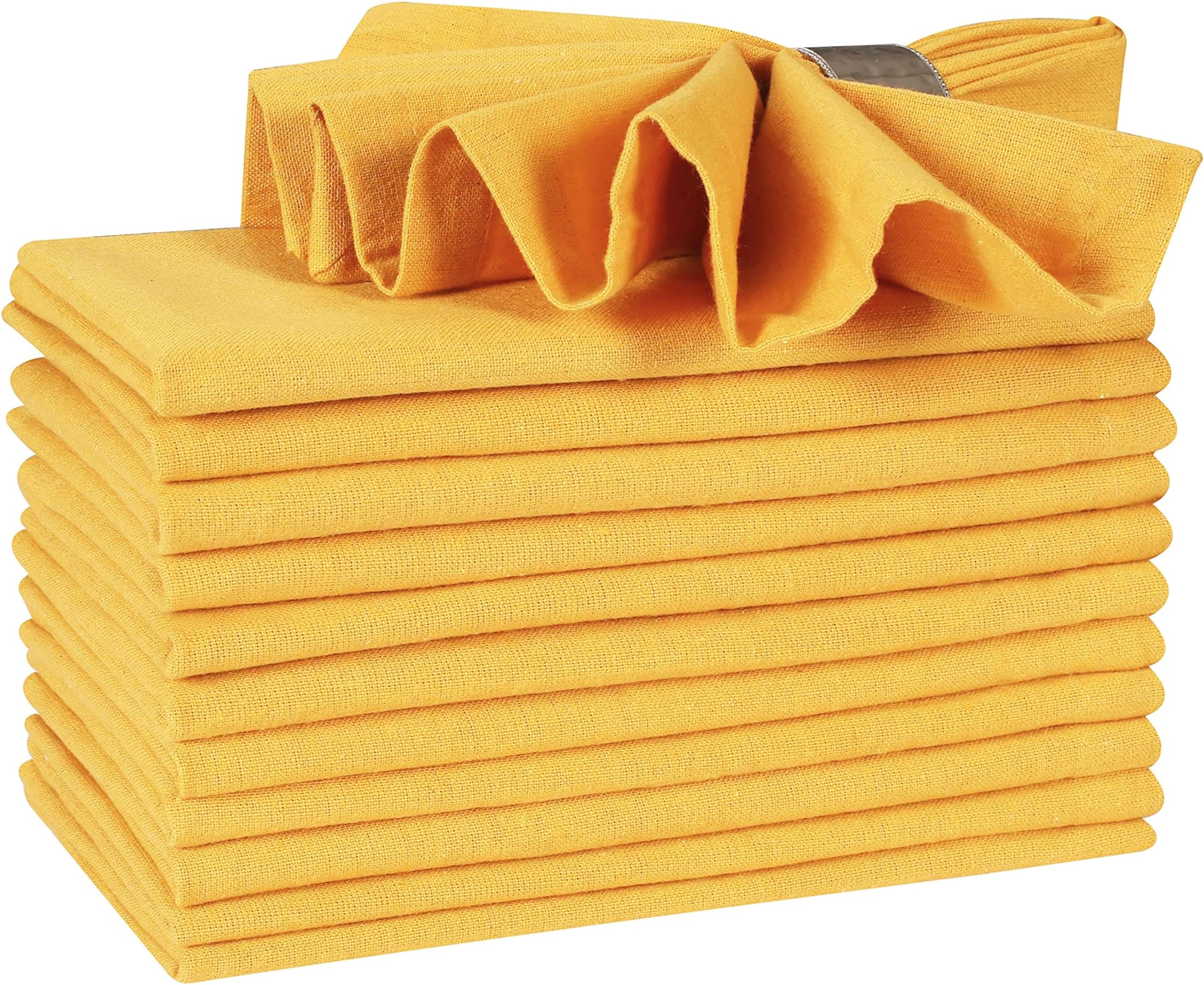 Cloth Dinner Napkin in 100% Cotton Fabric-18x18 Mustard, Wedding Napkins, Cocktails Napkins, Fabric Napkins, Cotton Napkins, Mitered Corners & Generous Hem, Dinner Napkins Set of 12