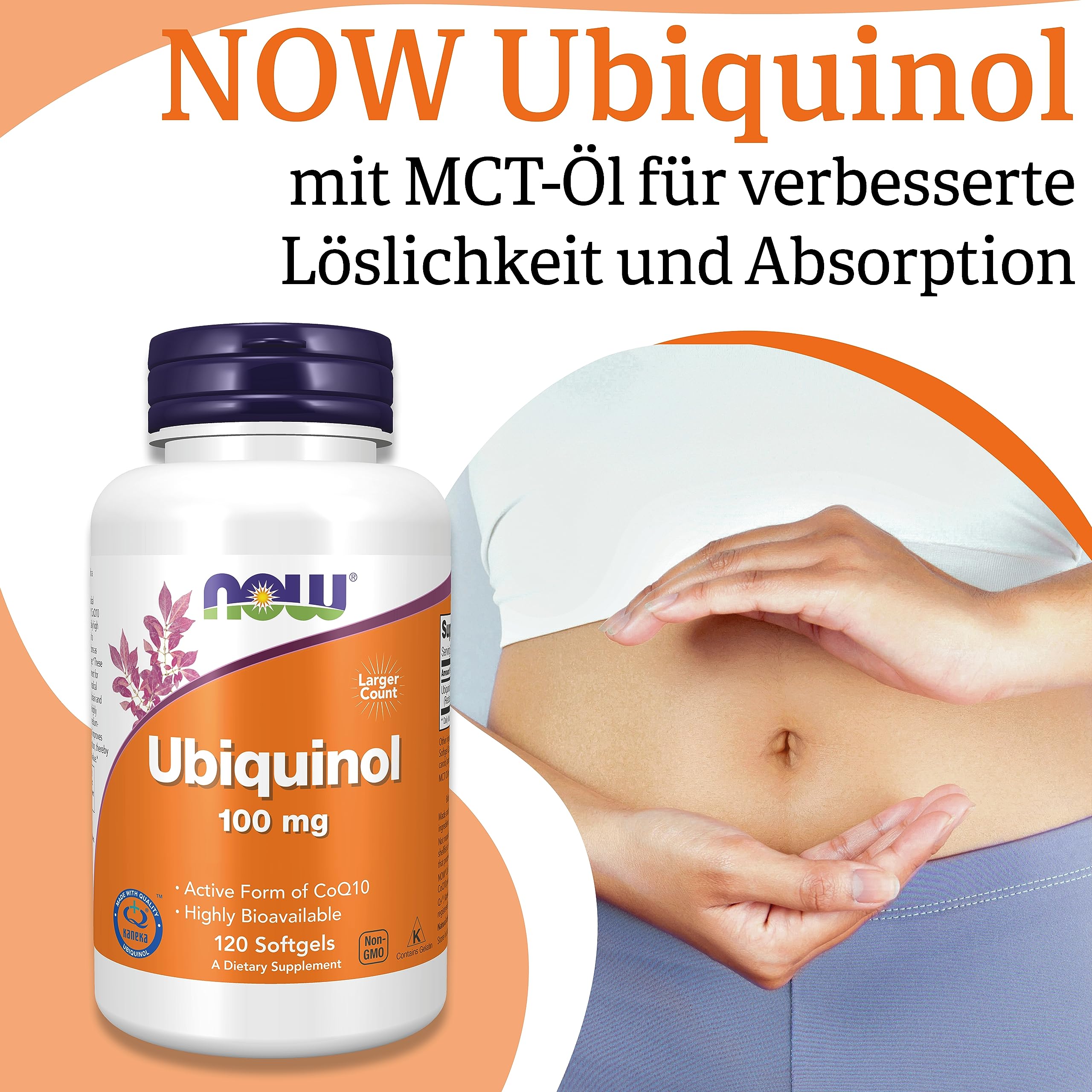 Now Foods, Ubiquinol, 100mg, 120 Weichkapseln, Laborgeprüft, Coenzym Q10, Glutenfrei, Sojafrei, Ohne Gentechnik