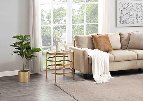 Miniatura 4 de HanStrong Mesa auxiliar, mesa auxiliar redonda Pandora de piedra sinterizada para sofá, mesa auxiliar pequeña, mesa de centro, mesita de noche para