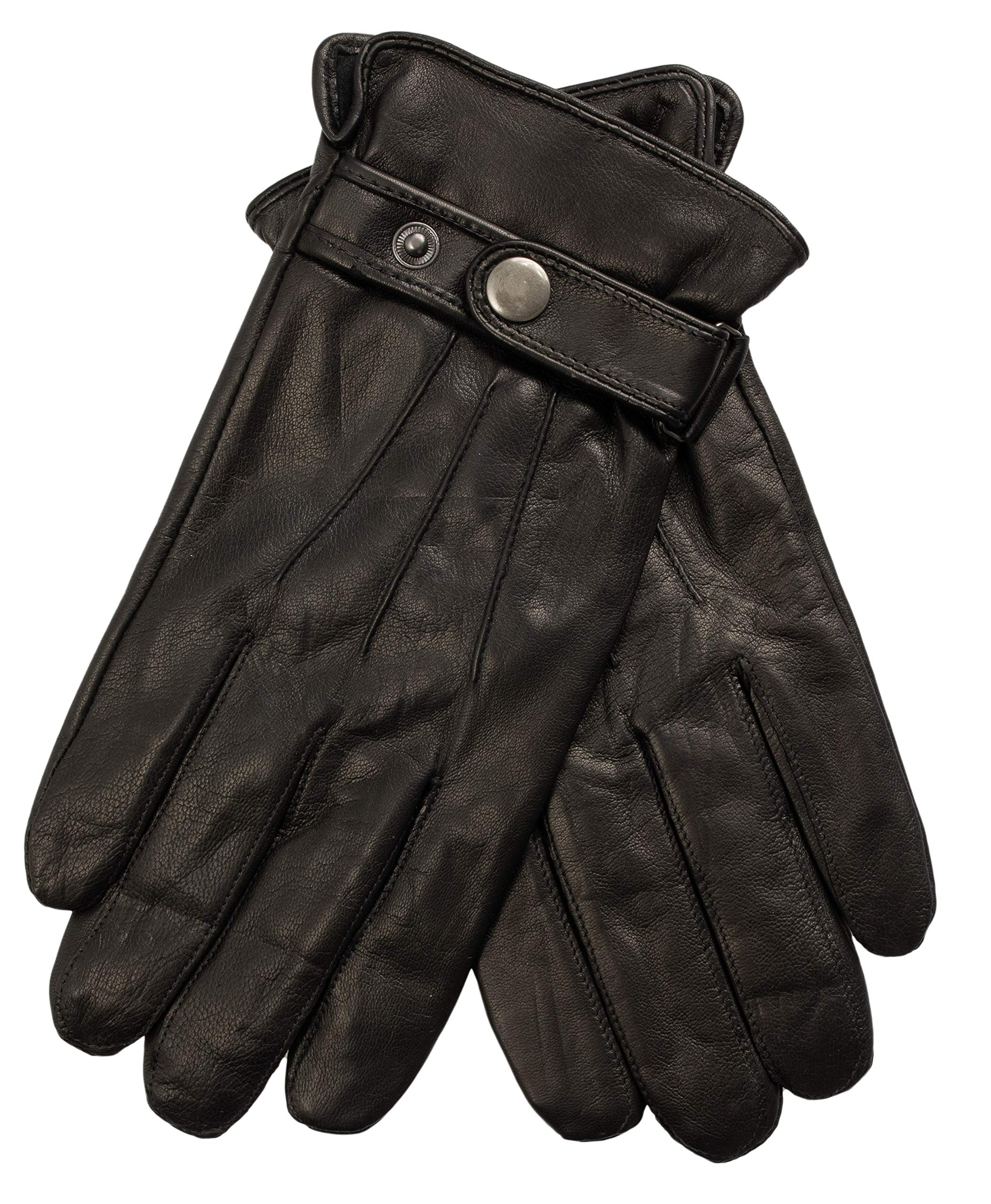 EEM touchscreen gloves made of genuine leather JOSH-IP for men with button closure, black, size S